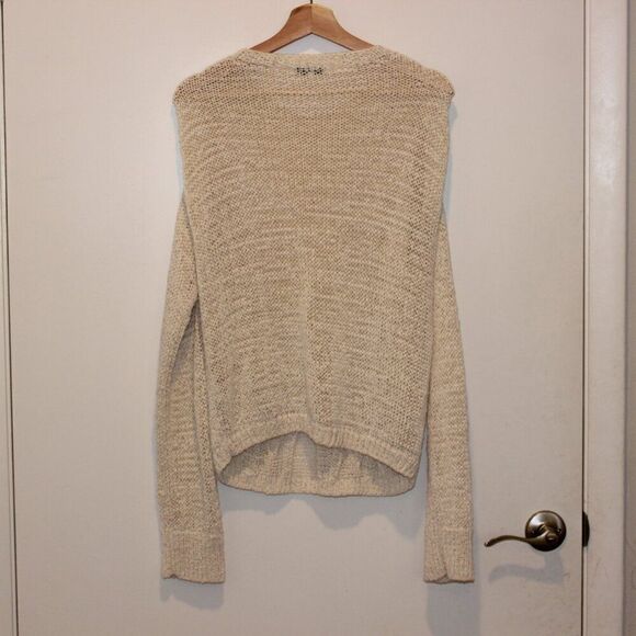 Vince Cream  Cotton Blend Crew Neck Cable Knit Sweater Women's Size L - Picture 5 of 9